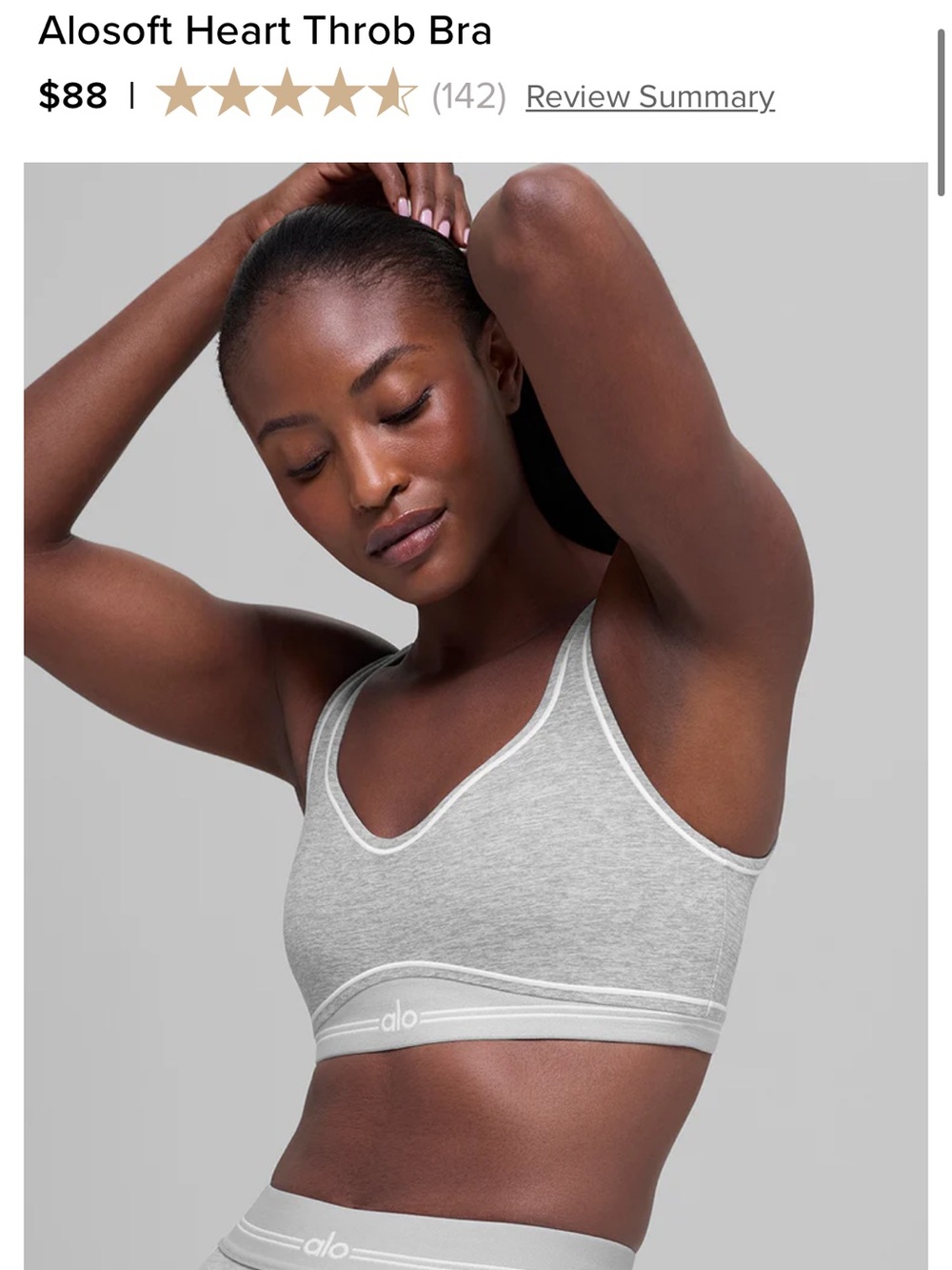 ALO Yoga Heather Gray Alosoft Heart Throb Bra